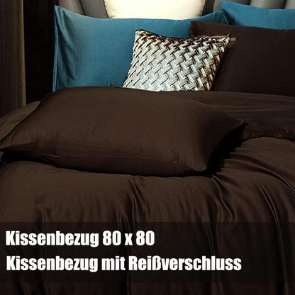 Braune Bettwäsche 200x200 cm 2er Set Reißverschluss weich bügelfrei