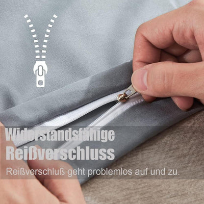Soifox Bettwäsche 155x220 4tlg. Grau Mikrofaser, Weich, Reißverschluss