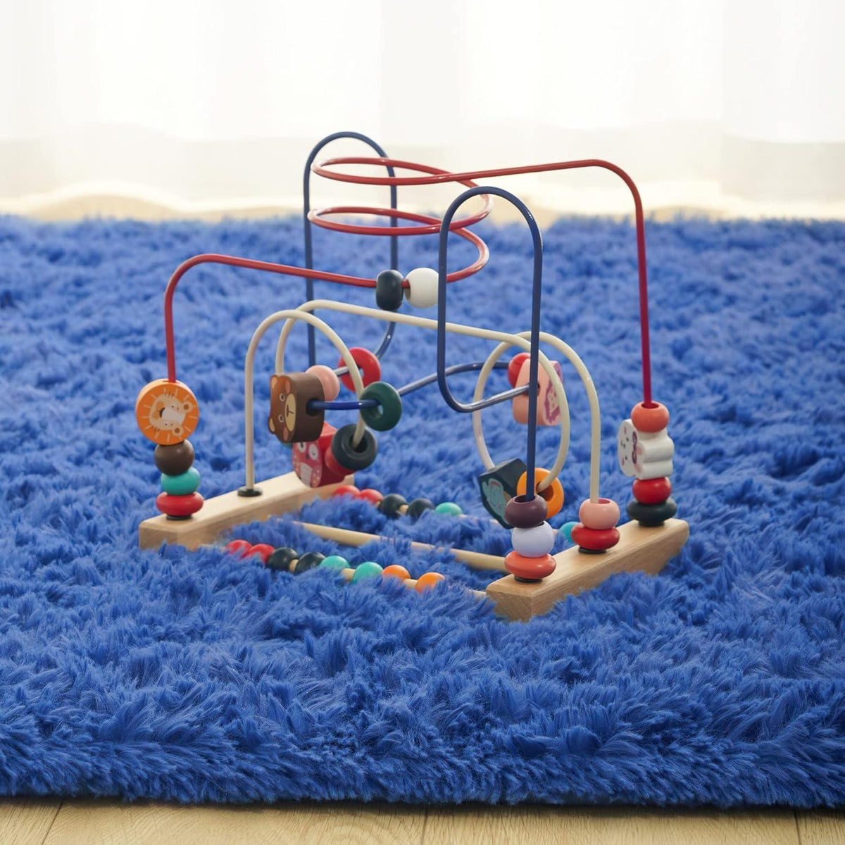 Weicher Hochflor Teppich Blau 80x150 cm – Shaggy Wohnzimmer Teppich