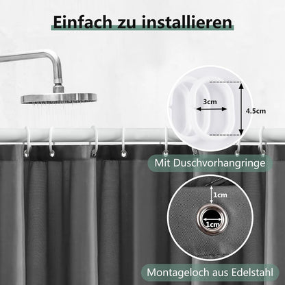 Duschvorhang 180x180 cm Anti-schimmel PVC Textil