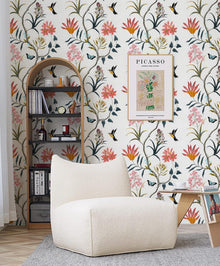 Selbstklebende Blumen und Vögel Tapete 0.4 x 3 m - PVC Vinyl