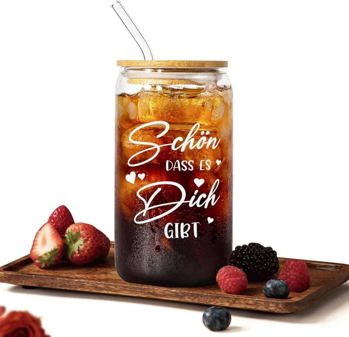 Juratar Cocktailgläser mit Deckel und Strohhalm, 16 oz, Geschenke für Frauen Männer