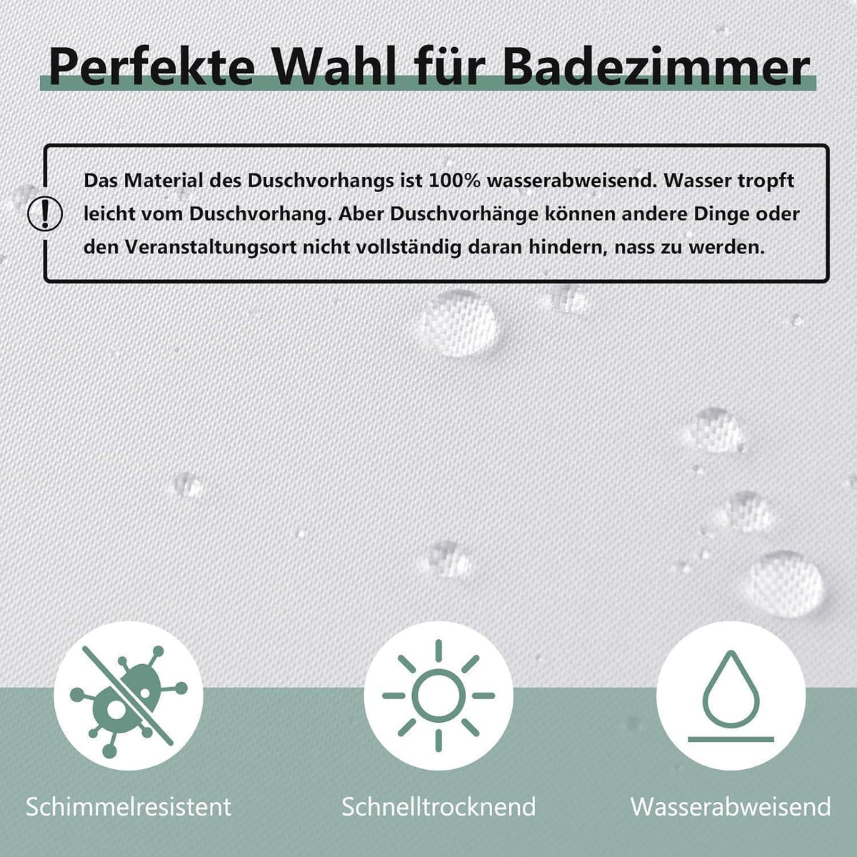 Duschvorhang 120x180 cm, Anti-Schimmel, Wasserabweisend, Weiß