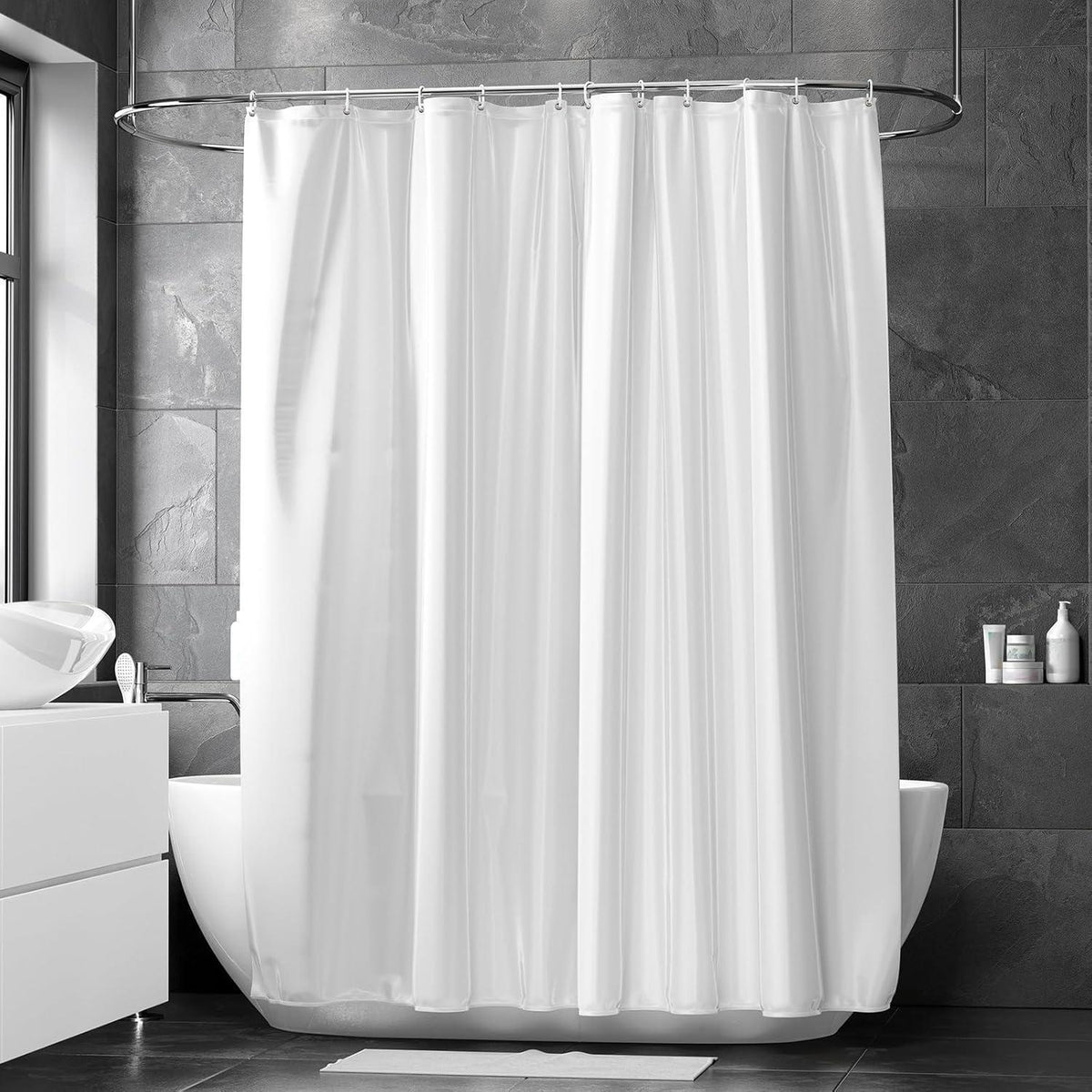 Duschvorhang 120x180 cm, Anti-Schimmel, Wasserabweisend, Weiß