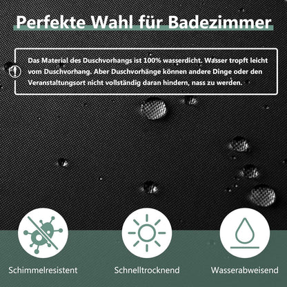 Duschvorhang 240x200 cm PVC Textil Anti-schimmel Schwarz