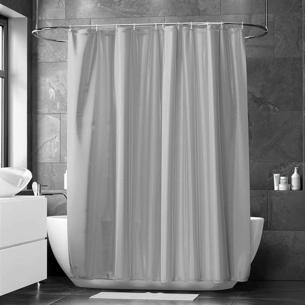 Duschvorhang 180x200cm Anti-Schimmel Wasserabweisend Grau