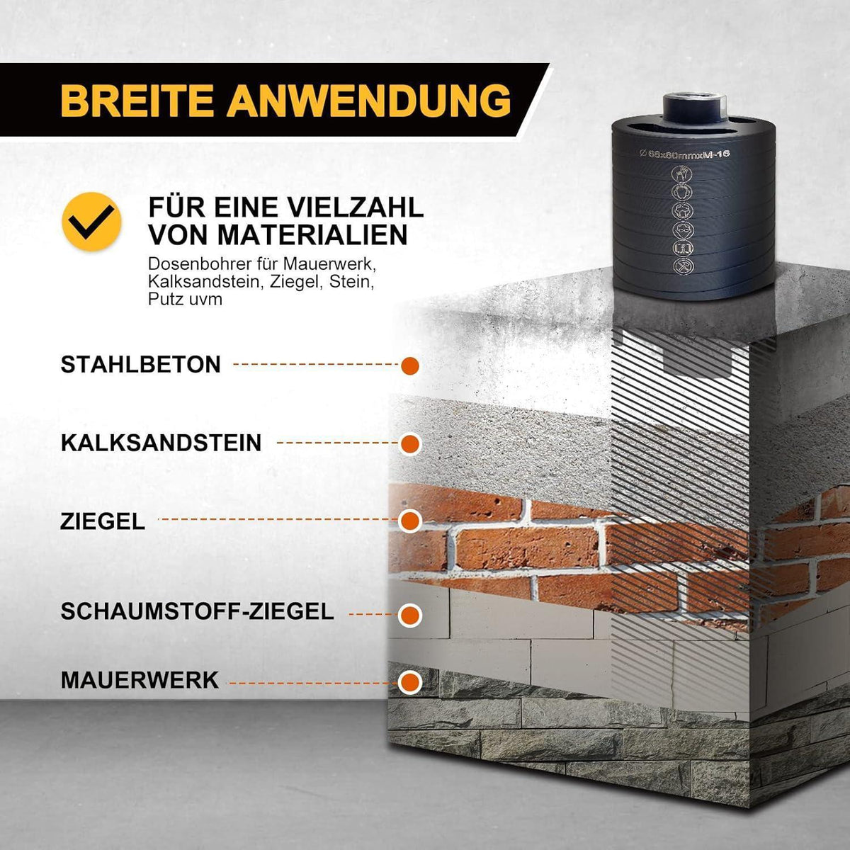 Diamantbohrkrone 68mm für Unterputzdosen mit SDS-Plus Adapter