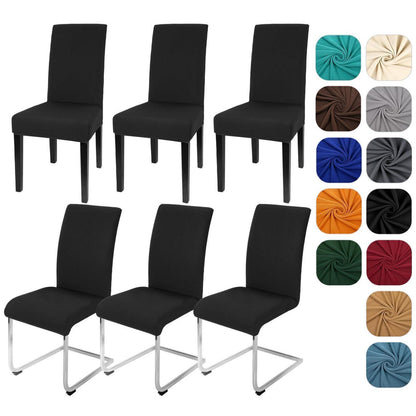 Stretch Stuhlhussen 6er Set – Elastische Stuhlbezüge Schwarz