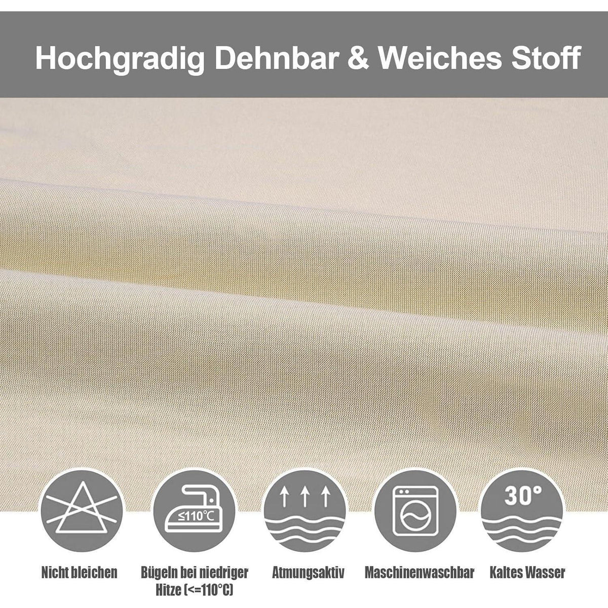 Stretch Stuhlhussen 4er Set – Beige | Abnehmbar & Waschbar