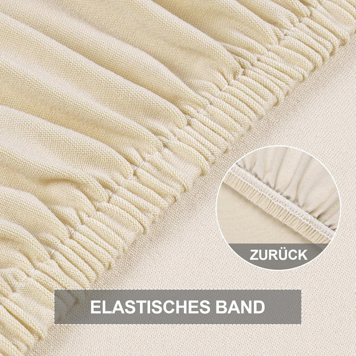 Stretch Stuhlhussen 4er Set – Beige | Abnehmbar & Waschbar
