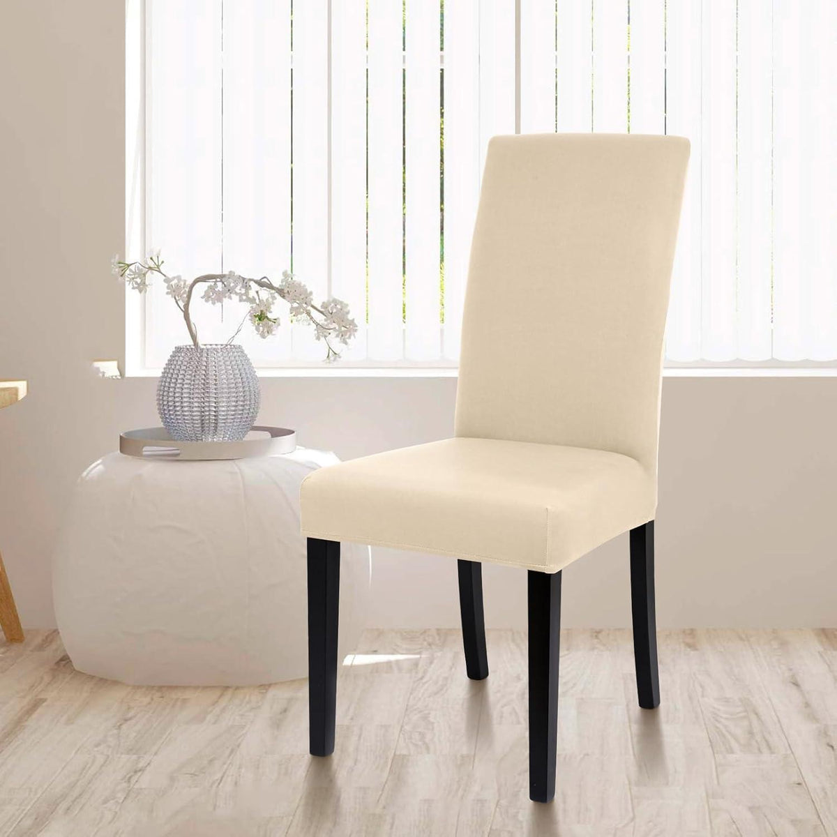 Stretch Stuhlhussen 4er Set – Beige | Abnehmbar & Waschbar