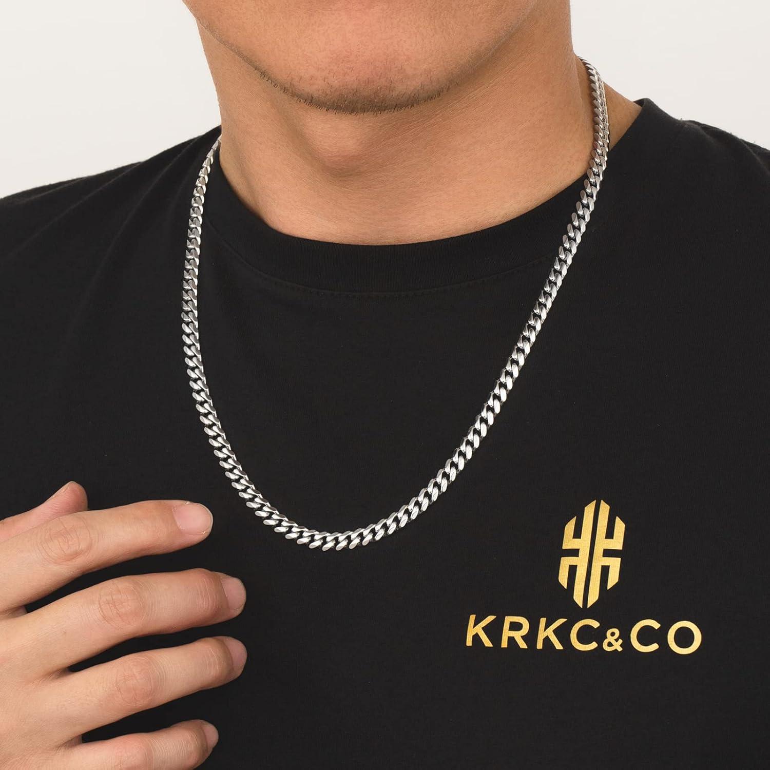 Edelstahl Panzerkette mit Diamantschliff 14K Gold Cuban Link Chain