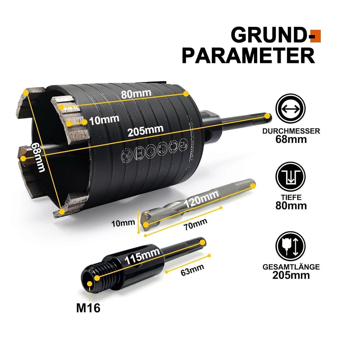 Diamant-Dosensenker 68mm mit Zentrierbohrer für Mauerwerk & Beton