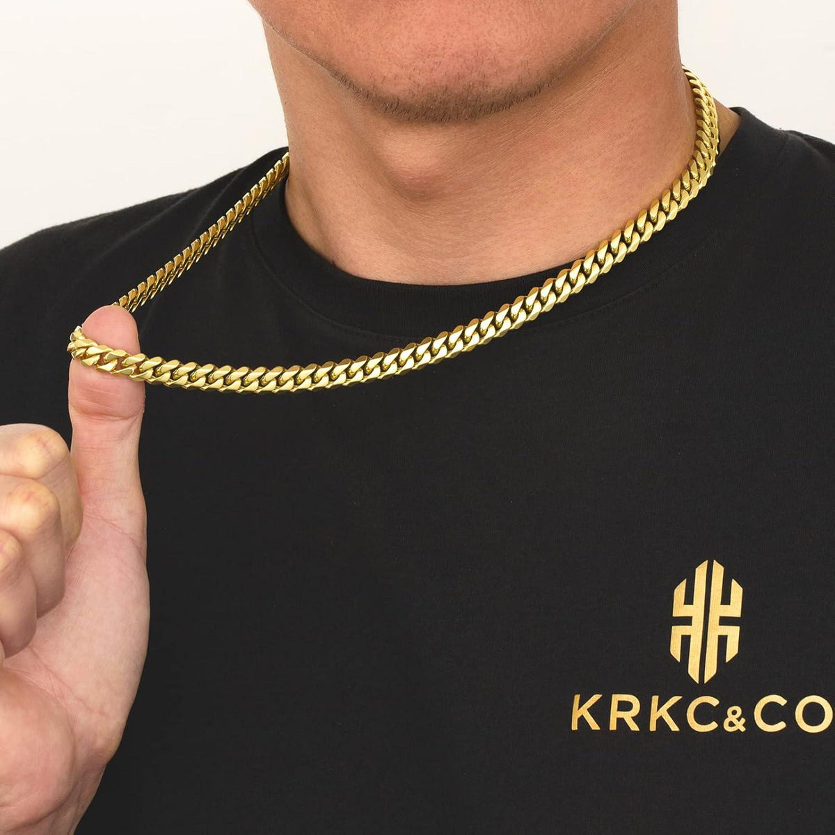 Herren Cuban Chain Panzerkette 8mm 45,7cm Gold Edelstahl
