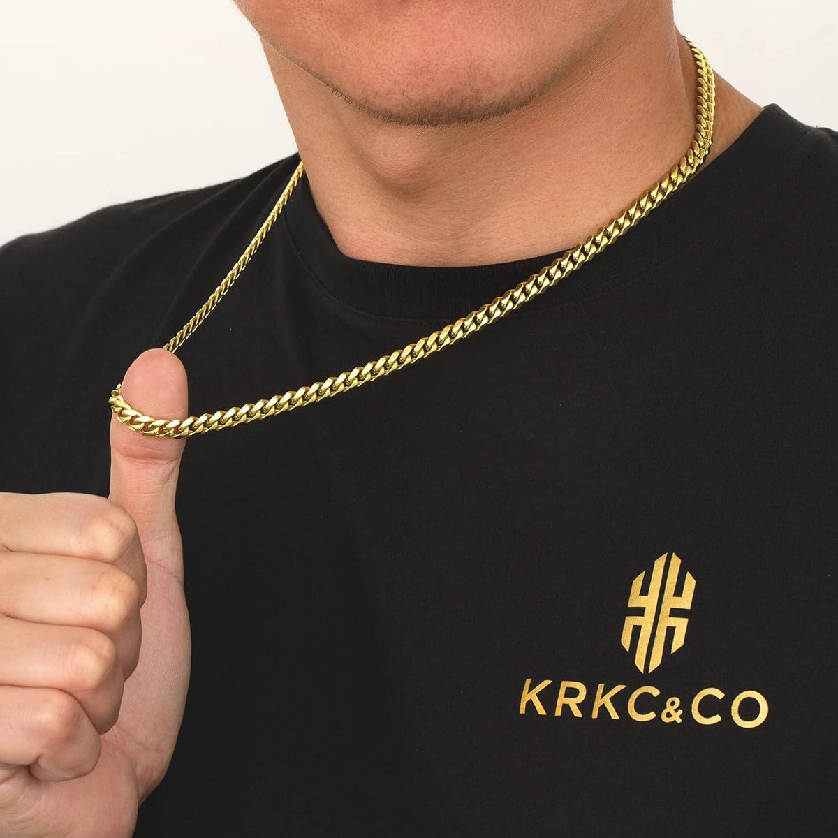 KRKC&CO 6mm Herren Panzerkette Diamantschliff Gold 66cm