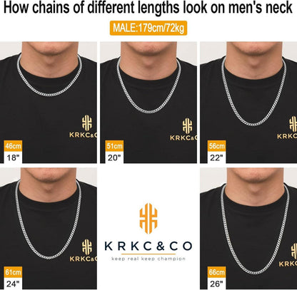 Herren Panzerkette 6mm Edelstahl Diamantschliff Gold Cuban Chain