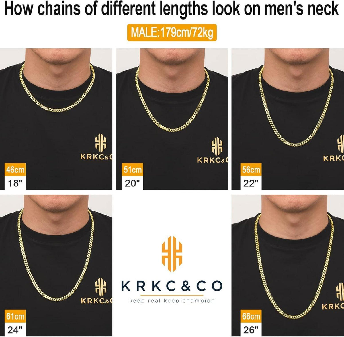 Herren Edelstahl Panzerkette 6mm Gold Cuban Chain Diamantschliff 45cm