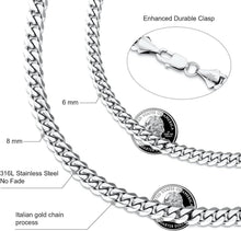 Herren Edelstahl Panzerkette mit Diamantschliff 8mm