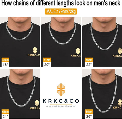 KRKC&CO Herren Panzerkette 8mm Diamantschliff 14K Vergoldet Silber Gold