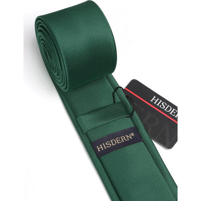 Herren Krawatte Seide Schmal Dunkelgrün 6cm