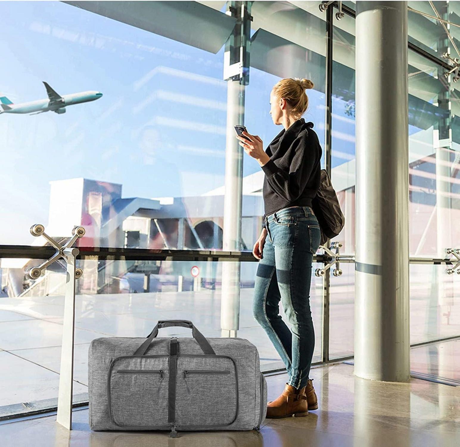 65L Reisetasche mit Schuhfach, Große Falttasche für