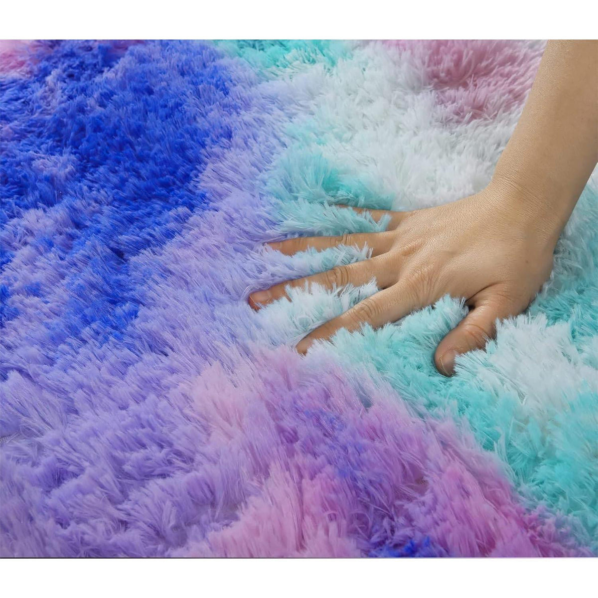 Weicher Hochflor Shaggy Teppich Blau Lila 80x150 cm