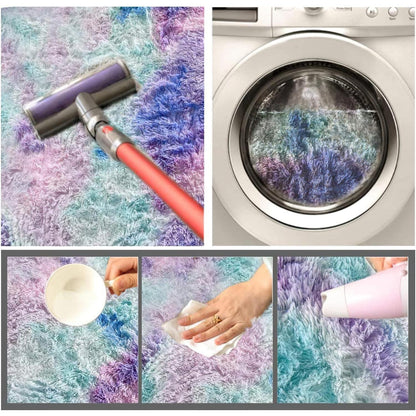 Weicher Hochflor Shaggy Teppich Blau Lila 80x150 cm