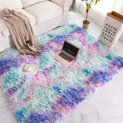 Weicher Hochflor Shaggy Teppich Blau Lila 80x150 cm