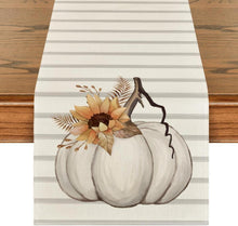Herbst Tischläufer Streifen Kürbisse Sonnenblumen Blätter 40x240 cm