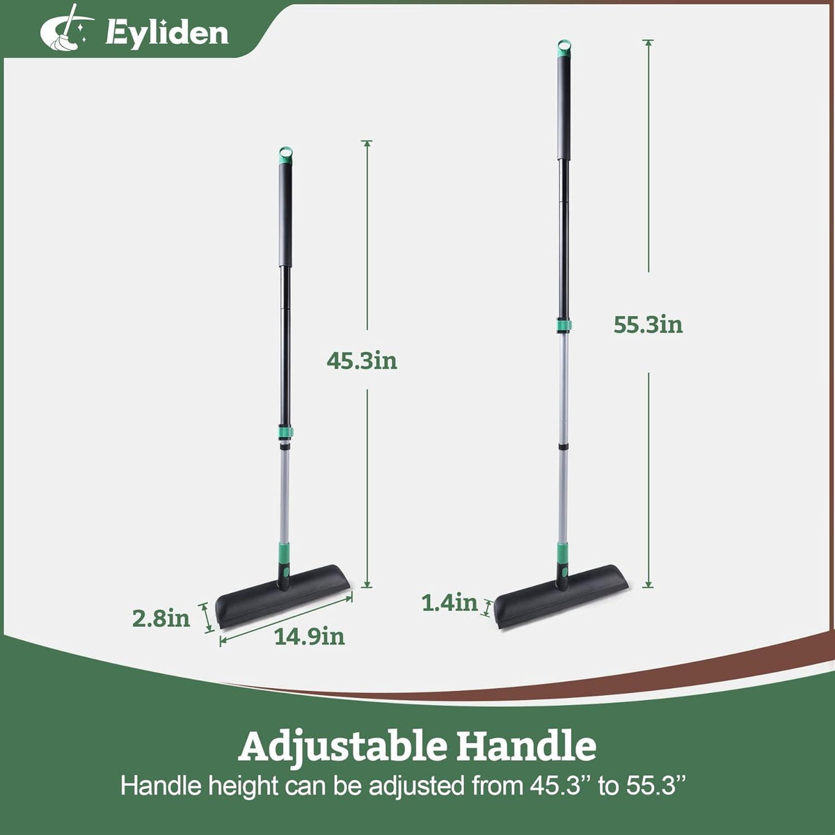 Bodenscheuerbürste mit Stiel 2-in-1 Abzieher 38 cm breit Teleskopgriff