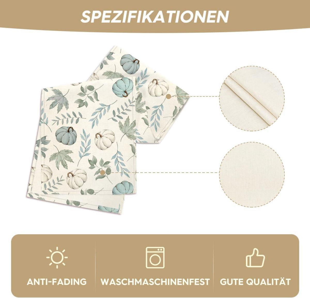 Herbst Tischläufer Blau Kürbisse Blätter 40x100 cm Party Dekor