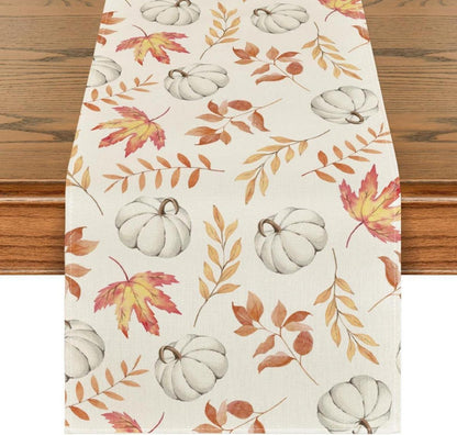 Herbst Tischläufer Orange Kürbisse Blätter 40x180 cm