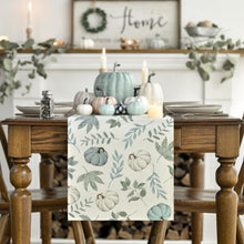 Herbst Tischläufer Blau Kürbisse Blätter Dekoration 40x300