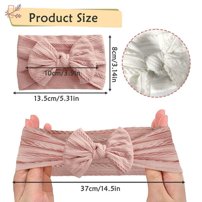 2er Set Baby Turban Stirnband Haarband Schleife Rosa Weiß Neugeborene