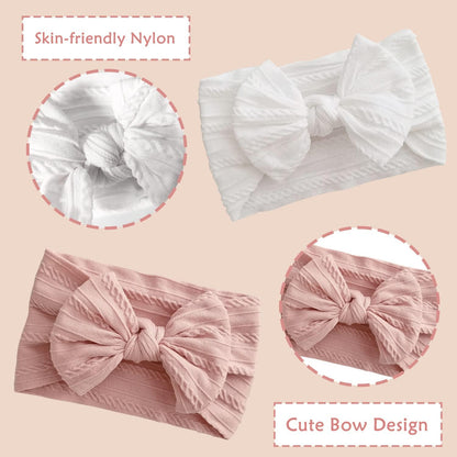 2er Pack Baby Turban Stirnband Nylon Schleife Kopfbedeckung für