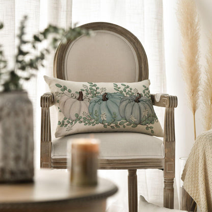 Blauer Herbst Kürbis Deko Kissenbezug 30x50 cm für Sofa & Wohnzimmer