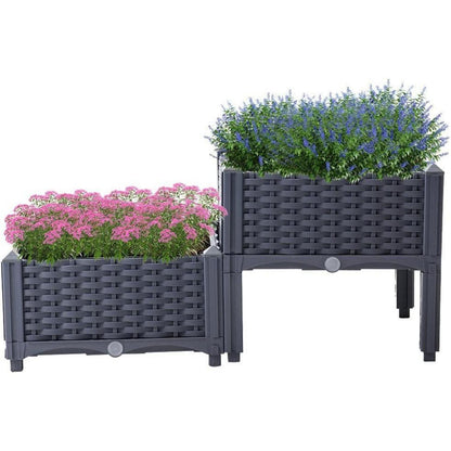 Hochbeet Kunststoff Blumenkasten 80x40x23 cm Graublau