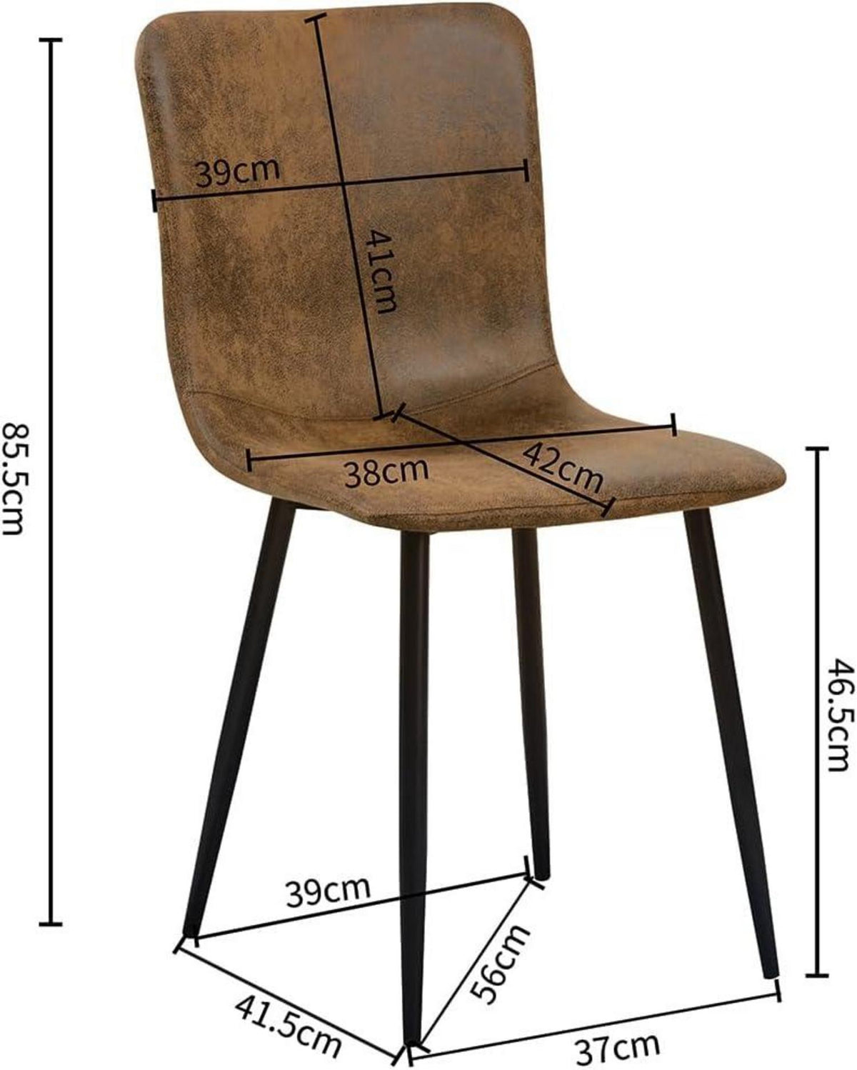4er-Set Esszimmerstühle Wildleder Metallbeine Schwarz