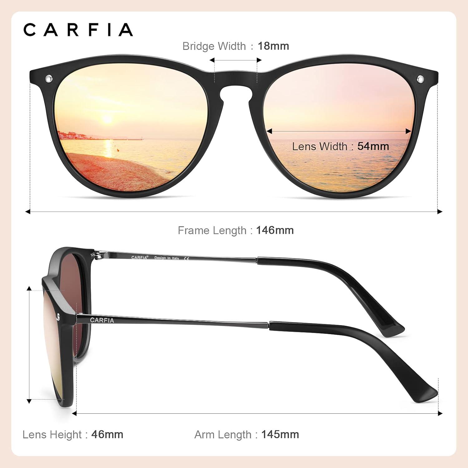 CARFIA Vintage Polarisierte Sonnenbrille UV400 Damen Herren Grau