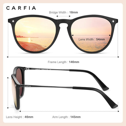 CARFIA Vintage Polarisierte Sonnenbrille UV400 Damen Herren Grau