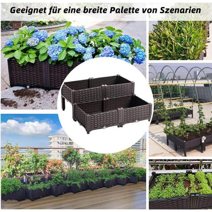 Mingone Hochbeet Kunststoff Blumenkasten Braun 80x80x23-38cm