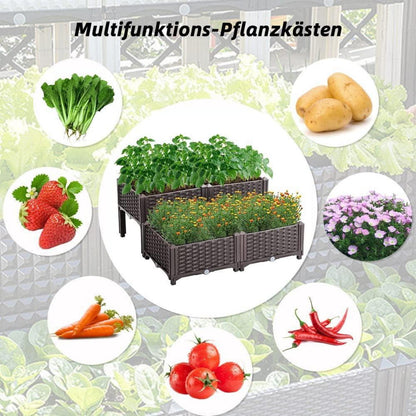 Mingone Hochbeet Kunststoff Blumenkasten Braun 80x80x23-38cm