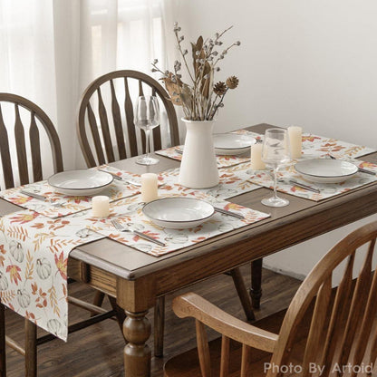 Orange Kürbis Herbst Platzsets 4er Set 30x45cm Urlaub Tischsets