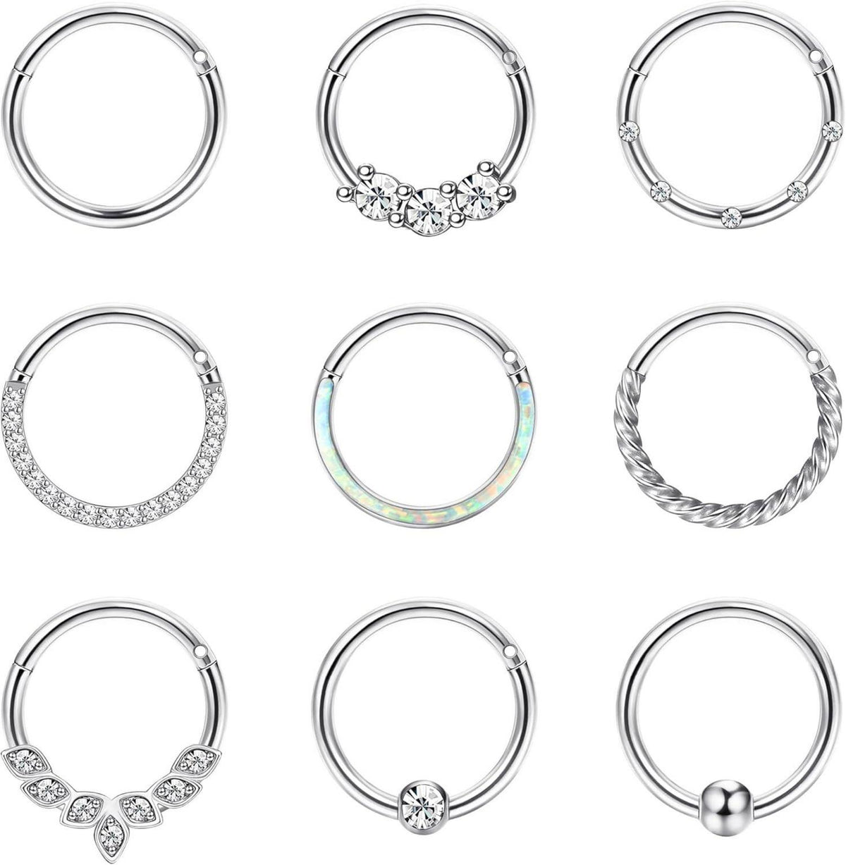 Nasenpiercing Chirurgenstahl Set 16G Damen Hoop Septum Piercing Opal