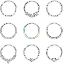 Nasenpiercing Chirurgenstahl Set 16G Damen Hoop Septum Piercing Opal