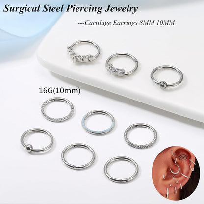 Nasenpiercing Set Chirurgenstahl Damen Helix Tragus Piercings Opal CZ 16G