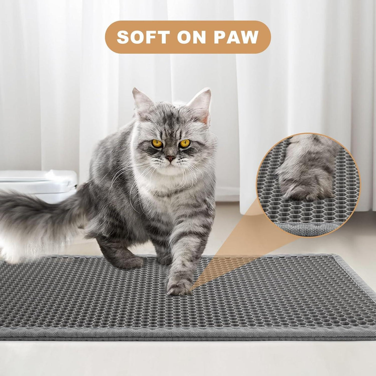 Garoopion Katzenklo Matte 90x76cm Wasserdichte Waben Design