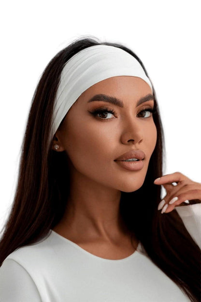 Elastisches Damen Stirnband Haarreif in Weiß Lycra-Elasthan-Mix