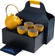 Tragbares Japanisches Teeset mit Teekanne und Teetassen, Orange