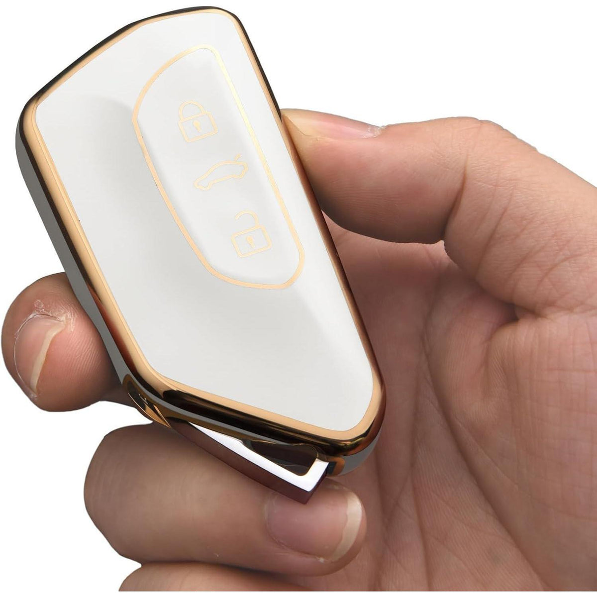 Schlüsselhülle VW, Seat, Skoda – TPU Silikon, Goldener Rand